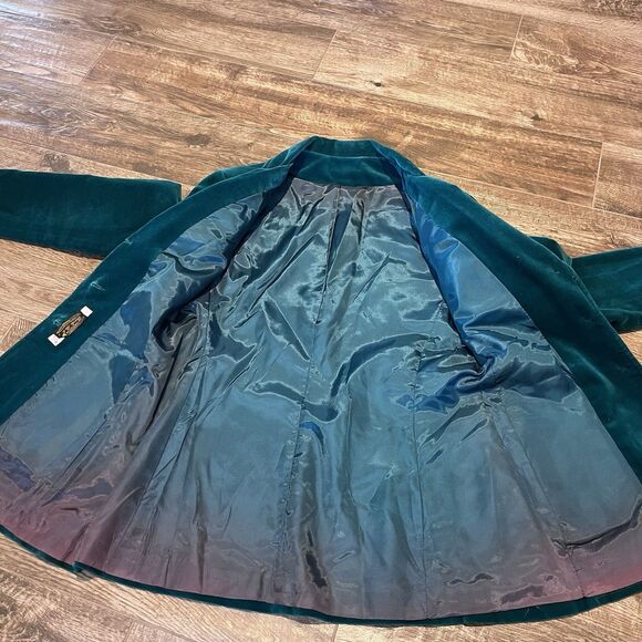 VIntage Blazer Womens 7/8 Green Velvet Mark Hober 70s Prep Royal Irish Christmas - Picture 10 of 15